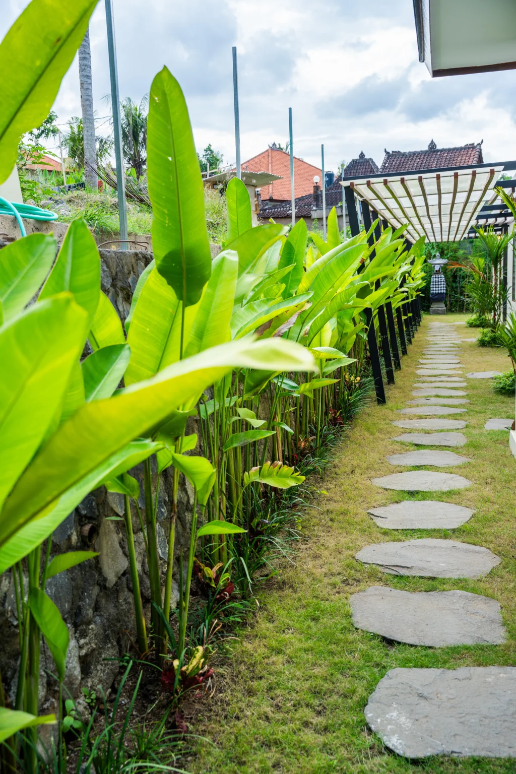 Lush greenery surrounding the villa