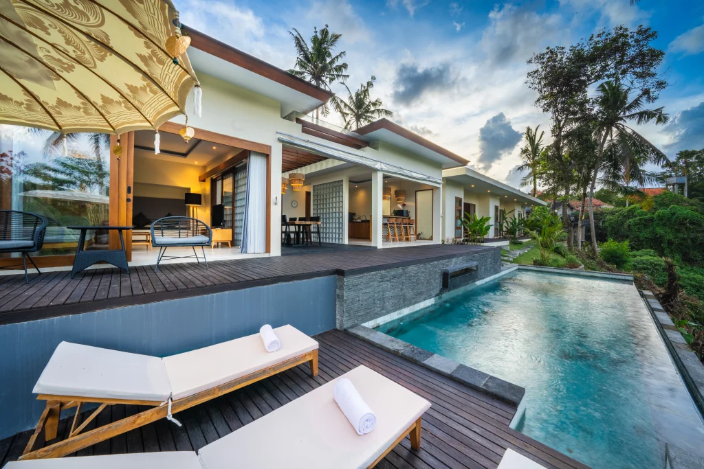 Private swimming pool at Eveuss Villa