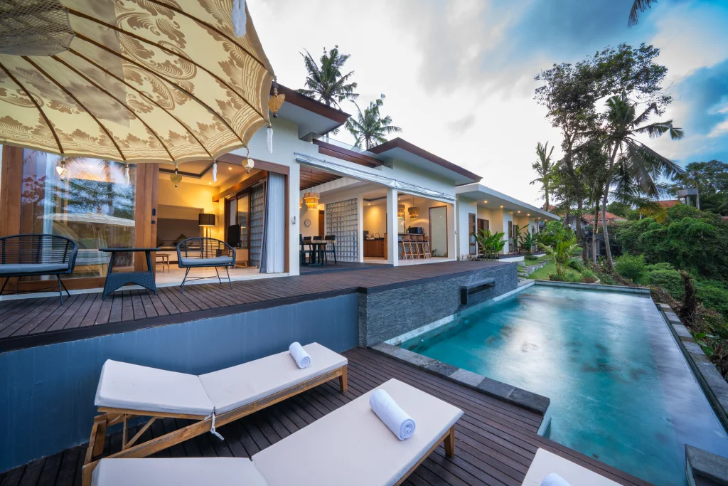 Private pool at Eveuss Villa